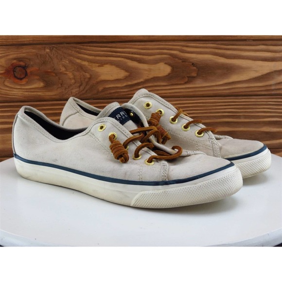 SPERRY Size 8.5 Boat Shoe‎ Beige Fabric Medium Lace Up Women - Picture 4 of 11